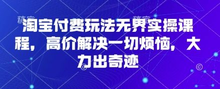 淘宝付费玩法无界实操课程，高价解决一切烦恼，大力出奇迹-翻身资源站