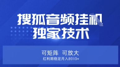 【搜狐音频挂G】独家技术，可矩阵可放大，红利期稳定月入8k【揭秘】-翻身资源站