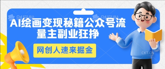 AI绘画变现秘籍：公众号流量主副业狂挣，网创人速来掘金-翻身资源站