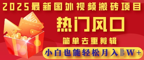 2025最新视频搬砖项目，热门风口，简单去重剪辑，小白也能轻松月入过W-翻身资源站