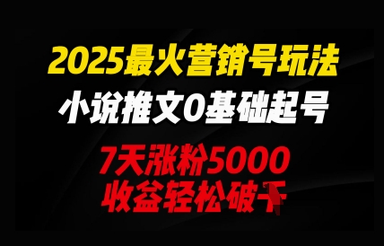 2025最火营销号玩法：小说推文0基础起号，7天涨粉5000，收益轻松破k-翻身资源站
